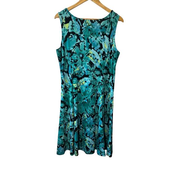 EasyWear by Chico's Blue & Green Patterned Sleeveless Shift Swing Dress Large 12 - Picture 5 of 5